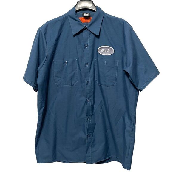 THINK GEEK Men’s Geek Patch Short Sleeve Button Up Shirt L - Picture 1 of 5
